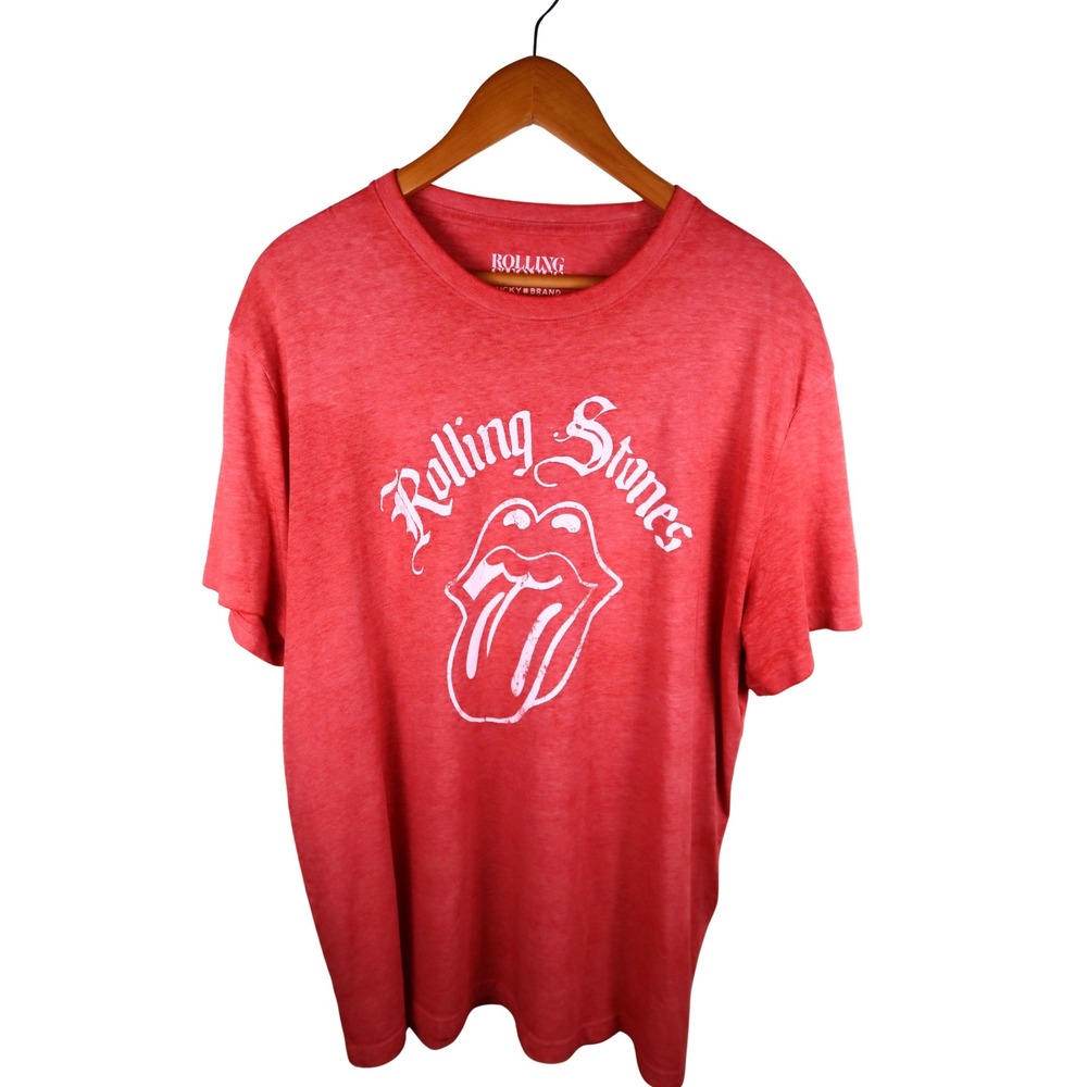 Lucky Brand Rolling Stones Graphic T-Shirt Mens Large Red Heathered Rock Tee